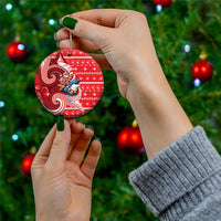 Wallis And Futuna Christmas Ceramic Ornament Santa Riding Ocean Dolphin DT05 - Polynesian Pride