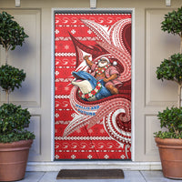 Wallis And Futuna Christmas Door Cover Santa Riding Ocean Dolphin DT05 Red - Polynesian Pride