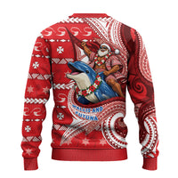 Wallis And Futuna Christmas Ugly Christmas Sweater Santa Riding Ocean Dolphin DT05 - Polynesian Pride