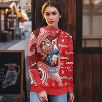 Wallis And Futuna Christmas Ugly Christmas Sweater Santa Riding Ocean Dolphin DT05 - Polynesian Pride