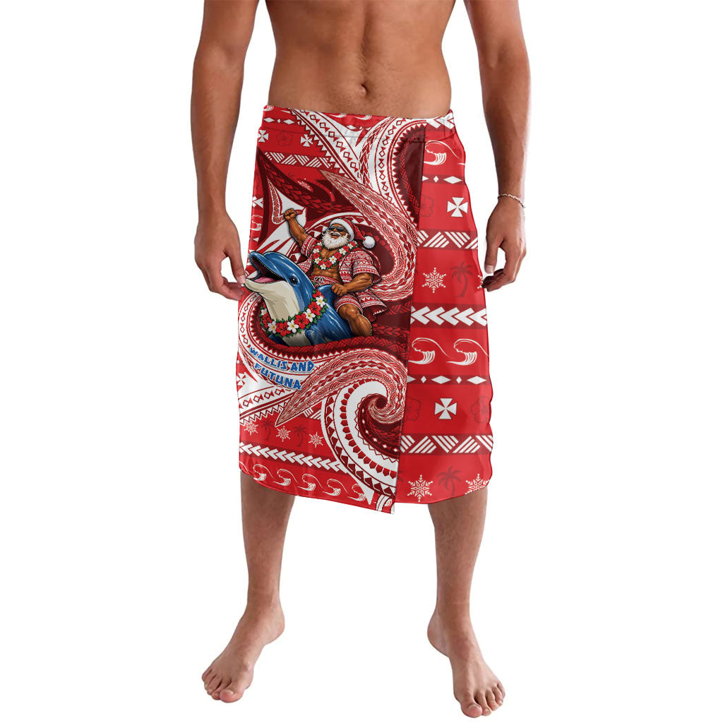Wallis And Futuna Christmas Lavalava Santa Riding Ocean Dolphin