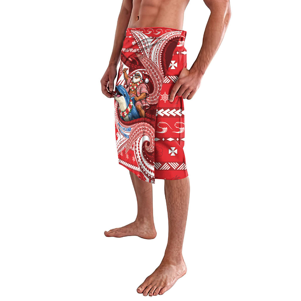 Wallis And Futuna Christmas Lavalava Santa Riding Ocean Dolphin