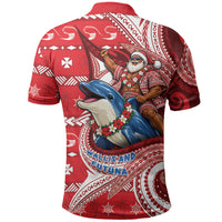 Wallis And Futuna Christmas Polo Shirt Santa Riding Ocean Dolphin DT05 - Polynesian Pride