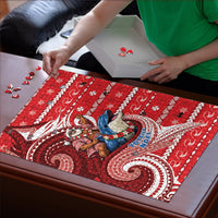 Wallis And Futuna Christmas Puzzle Santa Riding Ocean Dolphin