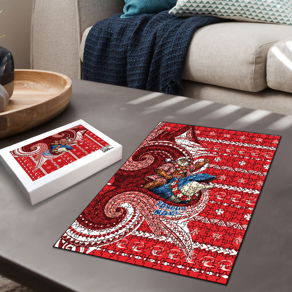 Wallis And Futuna Christmas Puzzle Santa Riding Ocean Dolphin