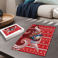 Wallis And Futuna Christmas Puzzle Santa Riding Ocean Dolphin