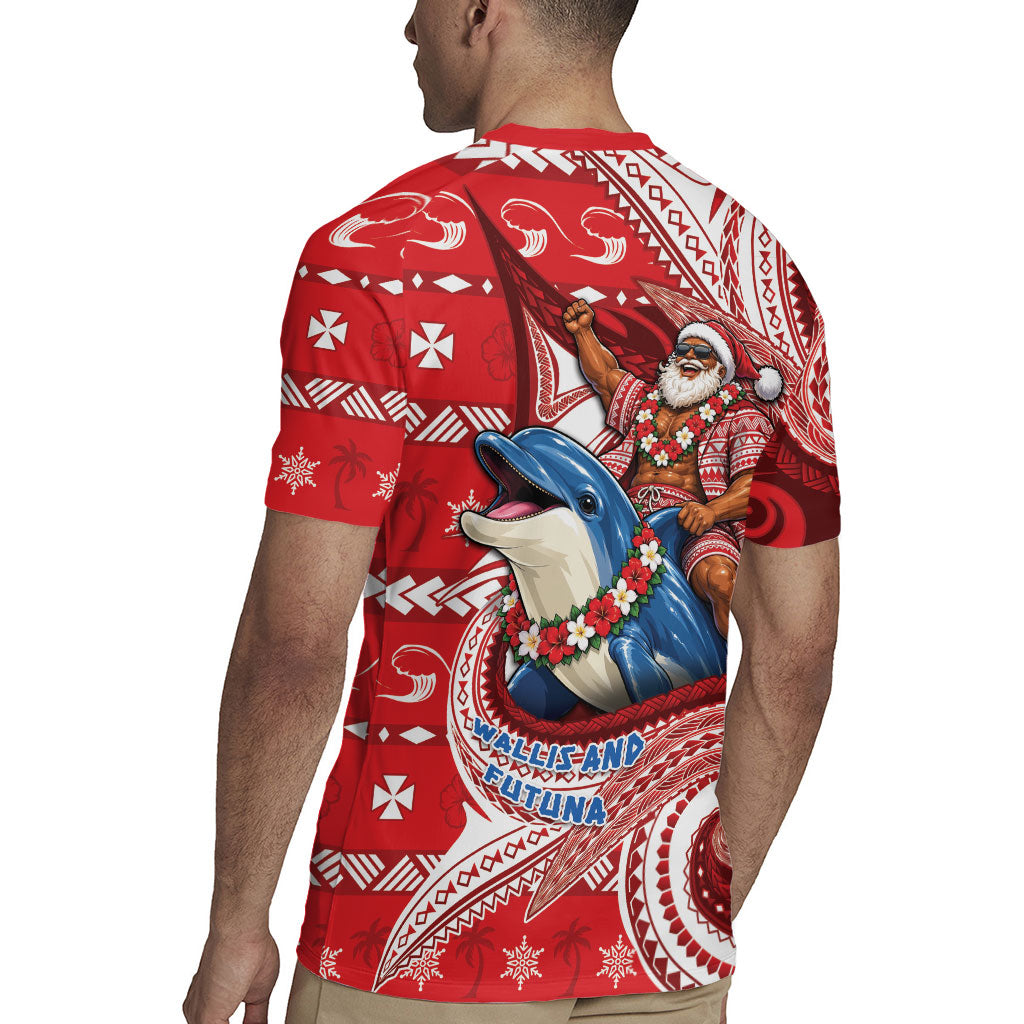 Wallis And Futuna Christmas Rugby Jersey Santa Riding Ocean Dolphin DT05 - Polynesian Pride