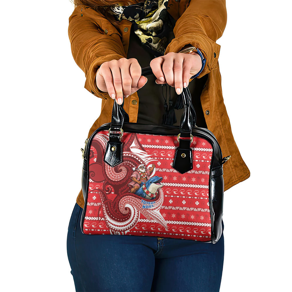 Wallis And Futuna Christmas Shoulder Handbag Santa Riding Ocean Dolphin