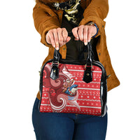 Wallis And Futuna Christmas Shoulder Handbag Santa Riding Ocean Dolphin