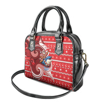 Wallis And Futuna Christmas Shoulder Handbag Santa Riding Ocean Dolphin