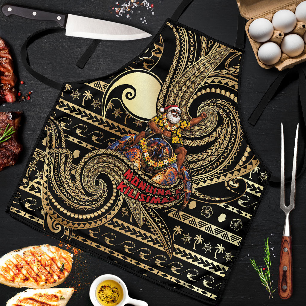 Niue Christmas Apron Santa Riding Coconut Crab DT05 Gold - Polynesian Pride