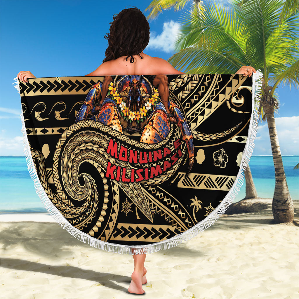 Niue Christmas Beach Blanket Santa Riding Coconut Crab
