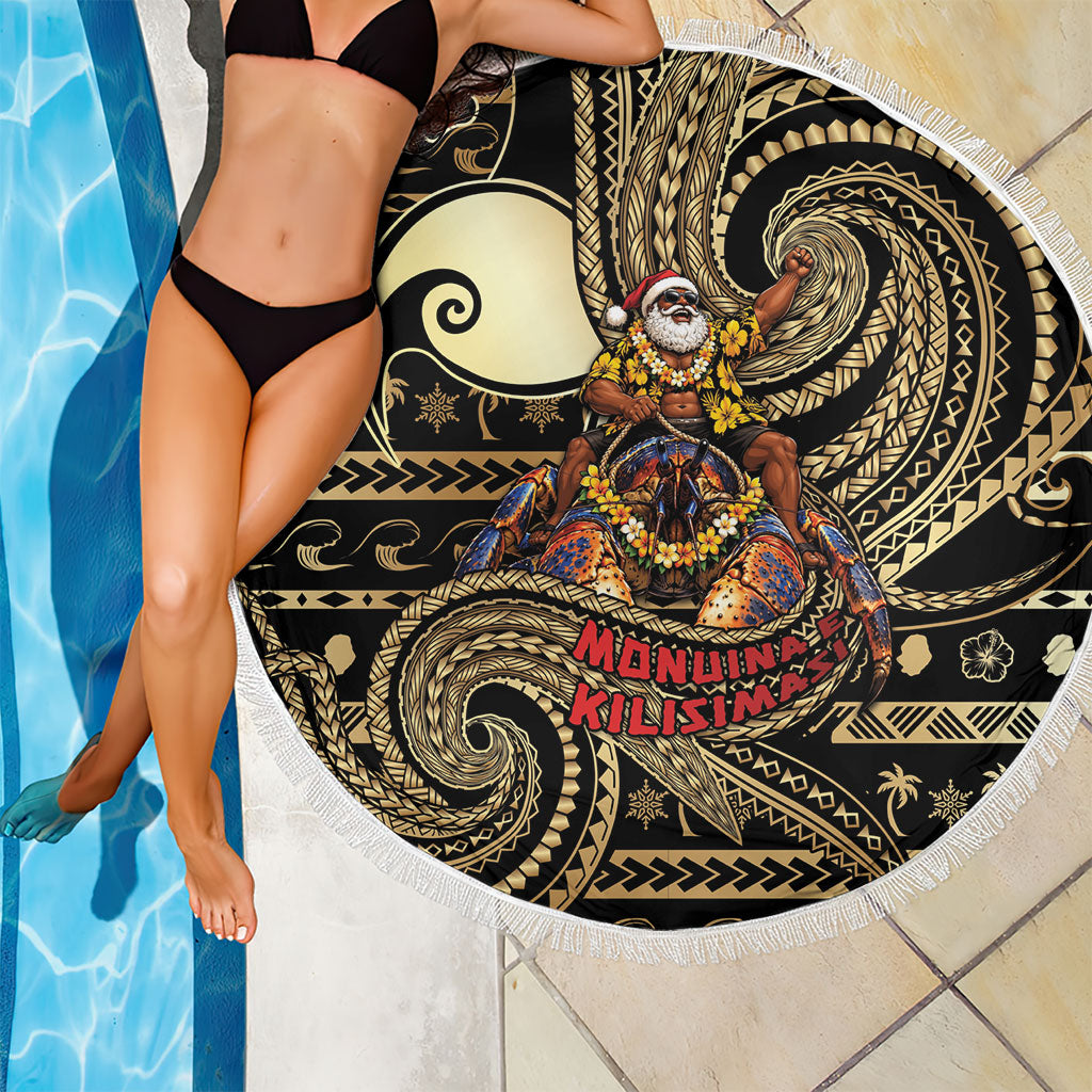 Niue Christmas Beach Blanket Santa Riding Coconut Crab