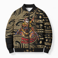 Niue Christmas Bomber Puffer Jacket Santa Riding Coconut Crab