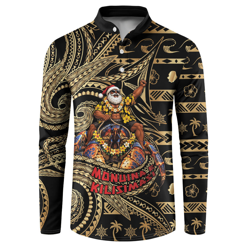 Niue Christmas Button Sweatshirt Santa Riding Coconut Crab