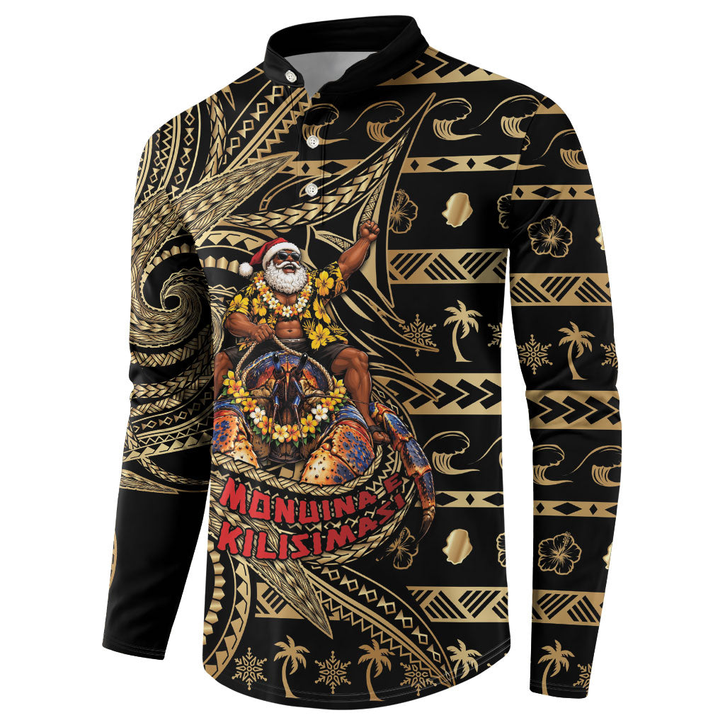Niue Christmas Button Sweatshirt Santa Riding Coconut Crab DT05 - Polynesian Pride