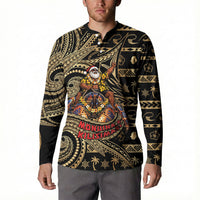 Niue Christmas Button Sweatshirt Santa Riding Coconut Crab DT05 - Polynesian Pride
