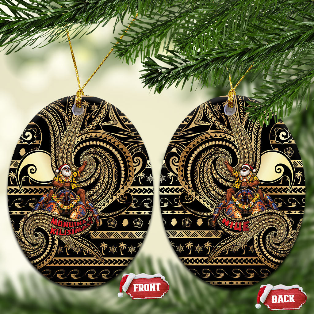 Niue Christmas Ceramic Ornament Santa Riding Coconut Crab
