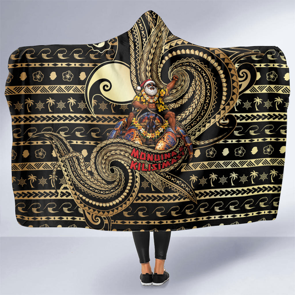 Niue Christmas Hooded Blanket Santa Riding Coconut Crab
