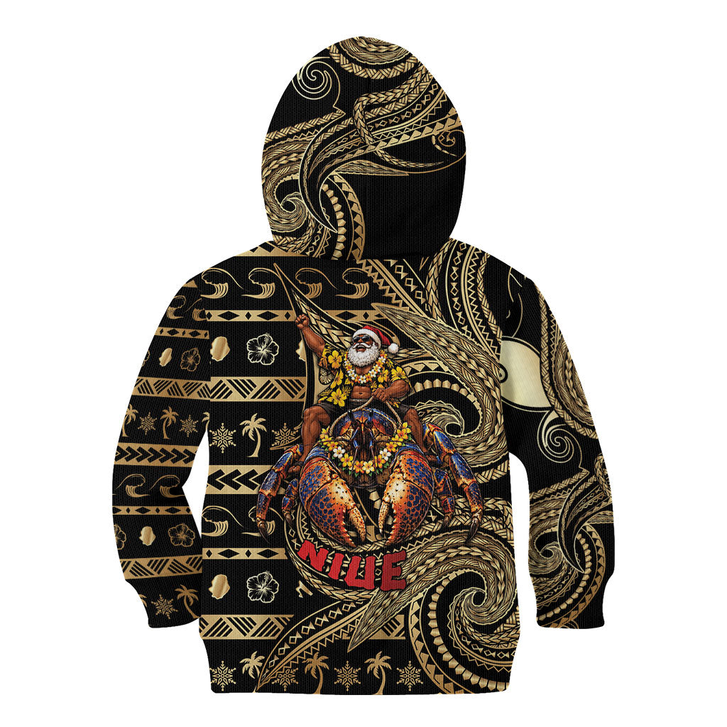Niue Christmas Kid Hoodie Santa Riding Coconut Crab DT05 - Polynesian Pride