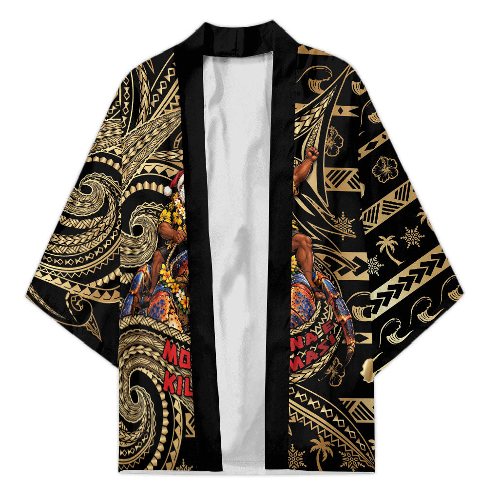 Niue Christmas Kimono Santa Riding Coconut Crab DT05 Unisex Gold - Polynesian Pride