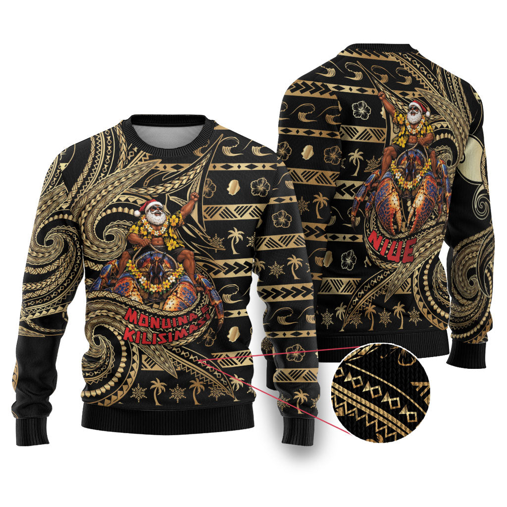 Niue Christmas Ugly Christmas Sweater Santa Riding Coconut Crab