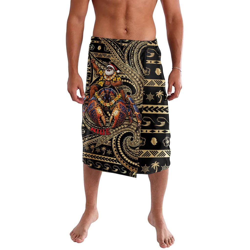 Niue Christmas Lavalava Santa Riding Coconut Crab DT05 Gold - Polynesian Pride