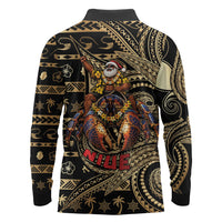 Niue Christmas Long Sleeve Polo Shirt Santa Riding Coconut Crab DT05 - Polynesian Pride