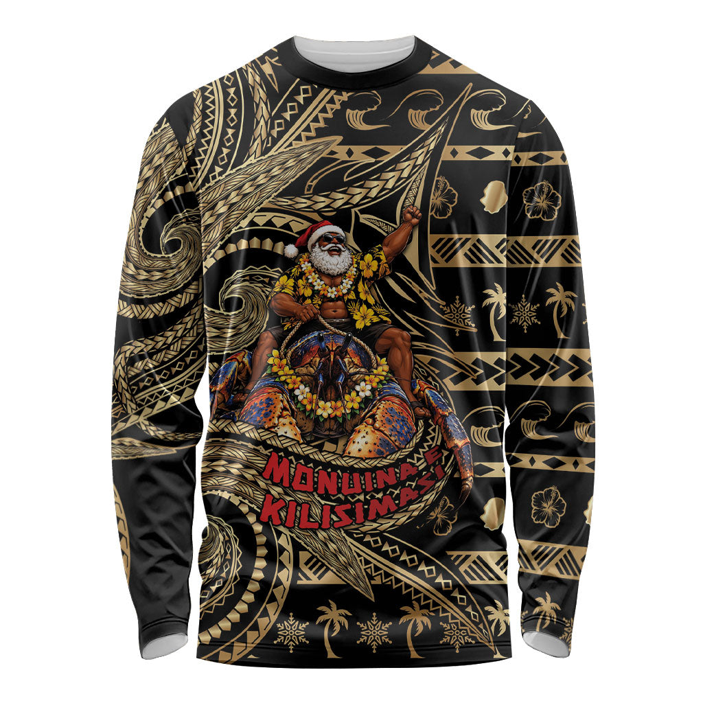 Niue Christmas Long Sleeve Shirt Santa Riding Coconut Crab