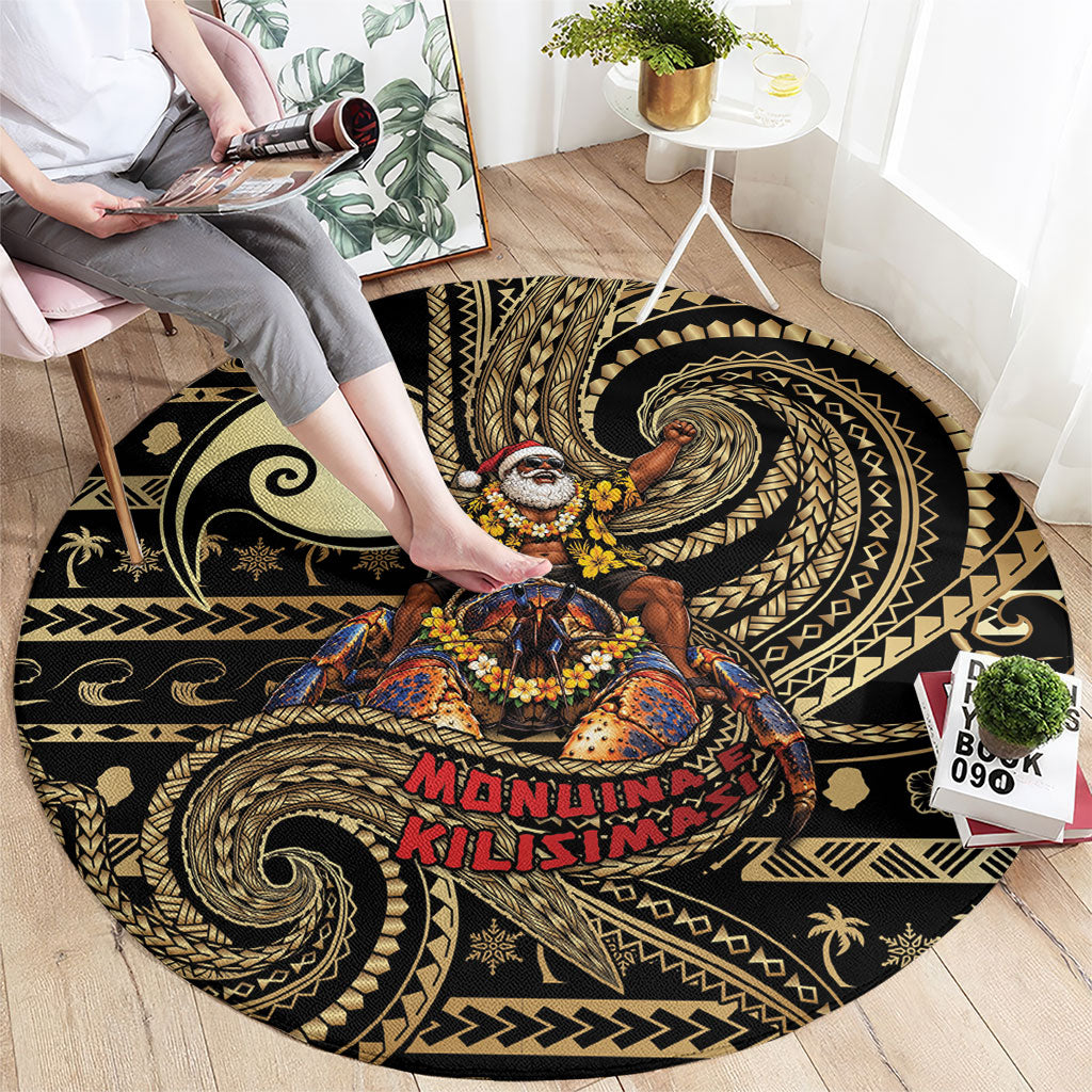 Niue Christmas Round Carpet Santa Riding Coconut Crab