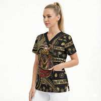 Niue Christmas Scrub Top Santa Riding Coconut Crab