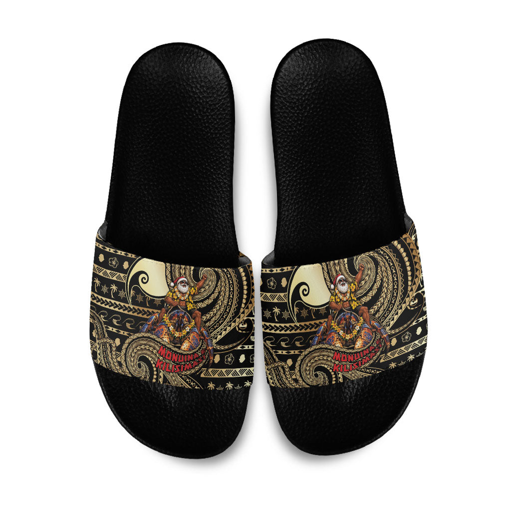 Niue Christmas Slide Sandals Santa Riding Coconut Crab