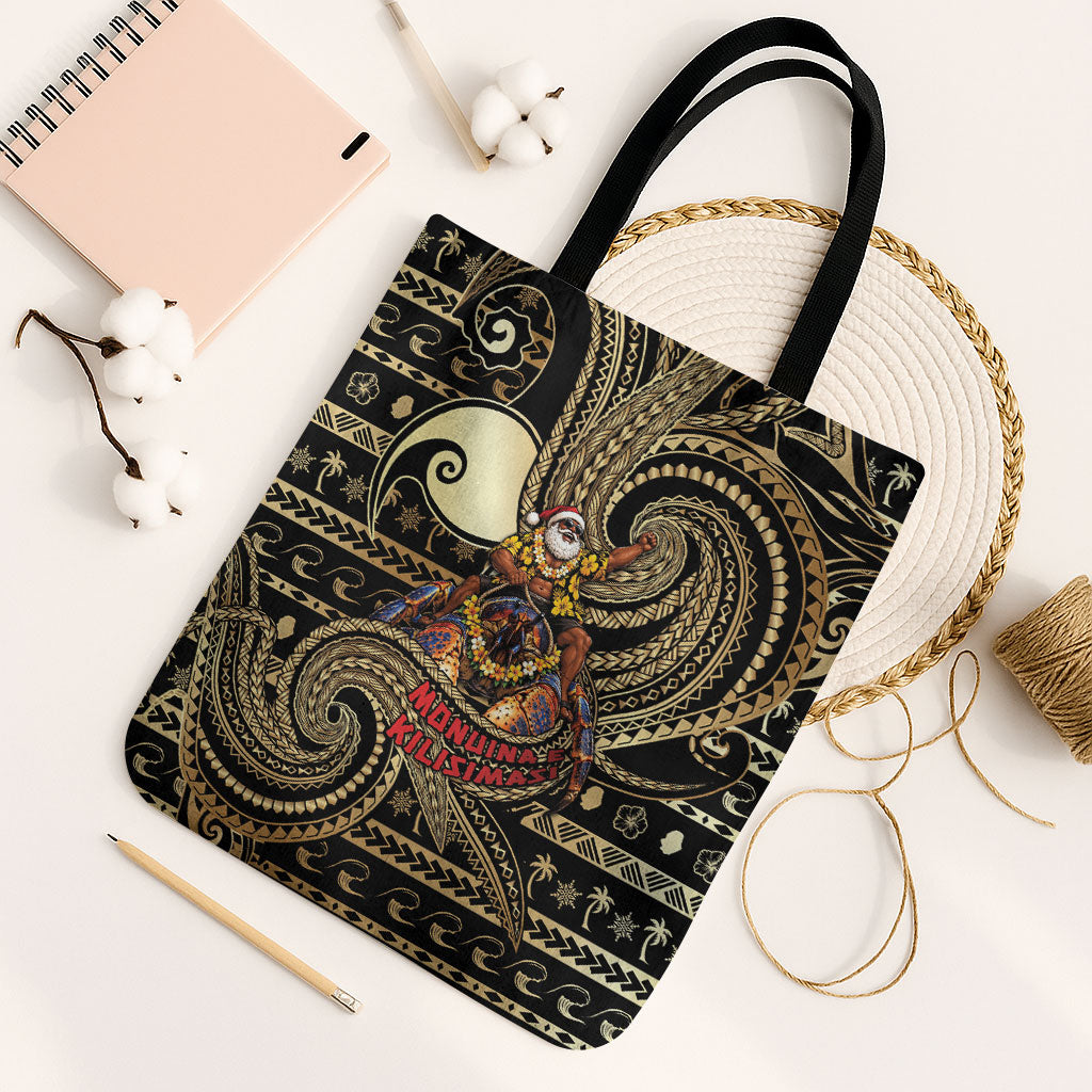 Niue Christmas Tote Bag Santa Riding Coconut Crab