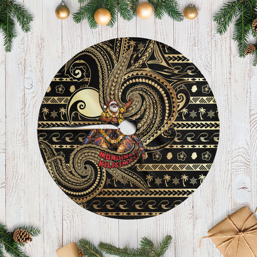 Niue Christmas Tree Skirt Santa Riding Coconut Crab DT05 Casual Gold - Polynesian Pride