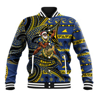 Tokelau Christmas Baseball Jacket Santa Riding Sea Turtle