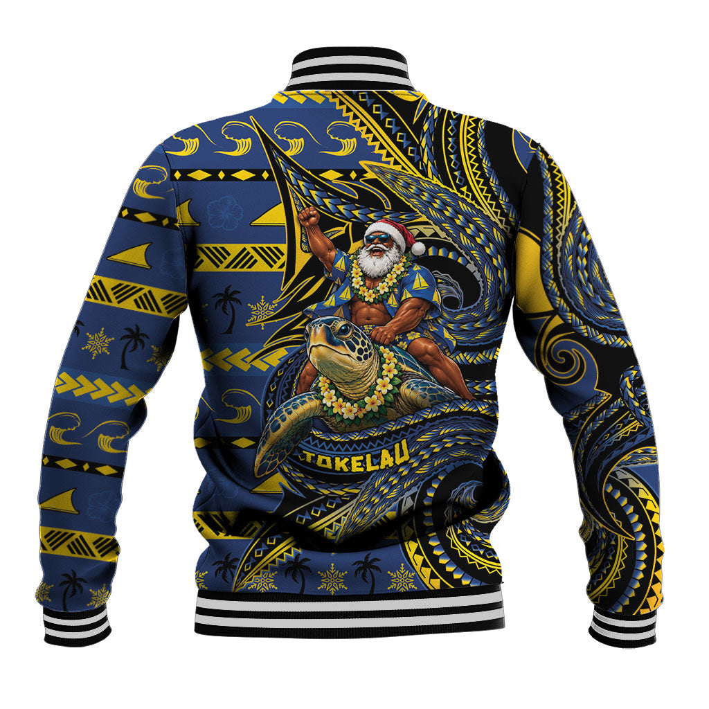 Tokelau Christmas Baseball Jacket Santa Riding Sea Turtle