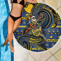 Tokelau Christmas Beach Blanket Santa Riding Sea Turtle