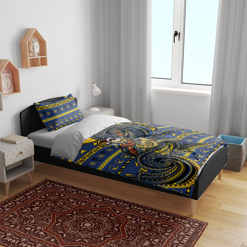 Tokelau Christmas Bedding Set Santa Riding Sea Turtle