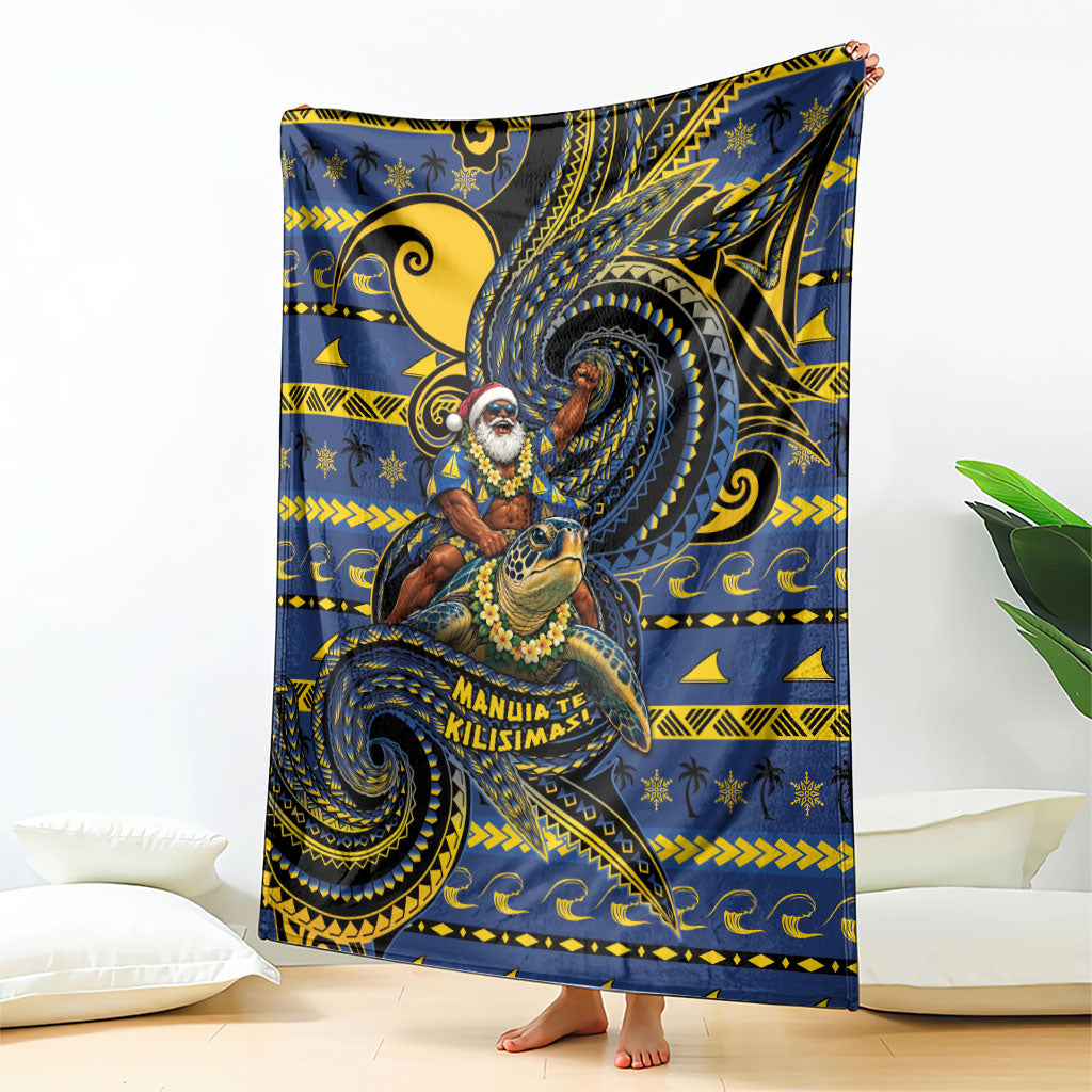 Tokelau Christmas Blanket Santa Riding Sea Turtle