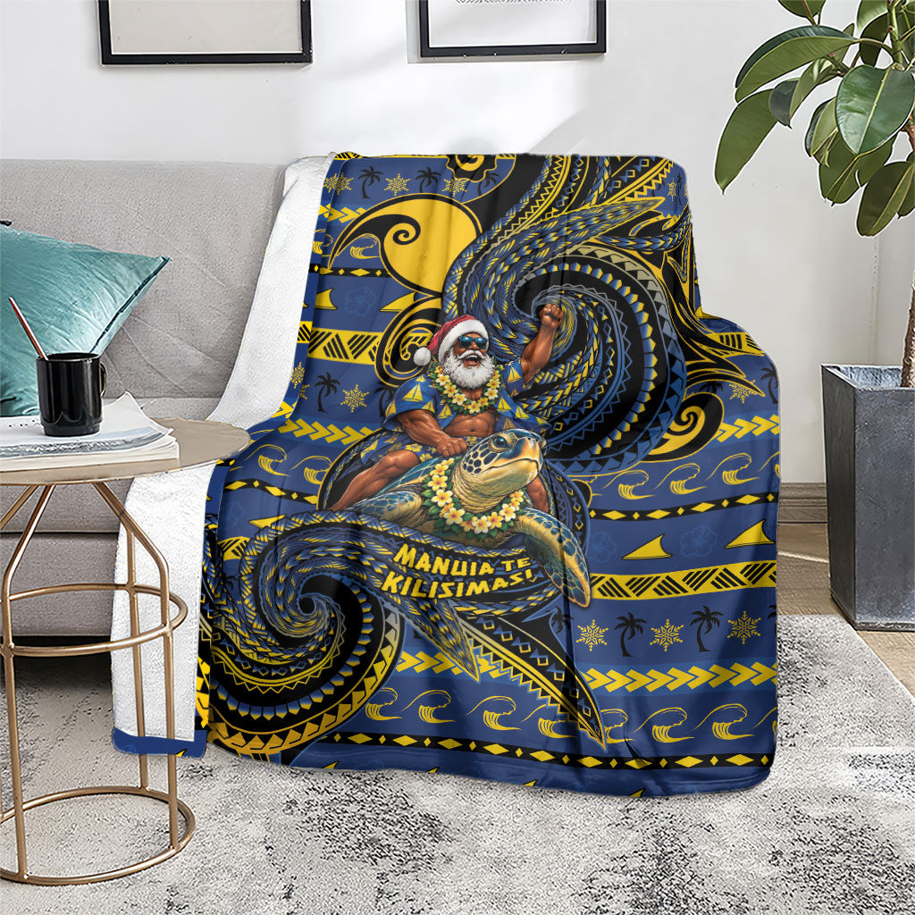 Tokelau Christmas Blanket Santa Riding Sea Turtle