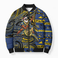Tokelau Christmas Bomber Puffer Jacket Santa Riding Sea Turtle