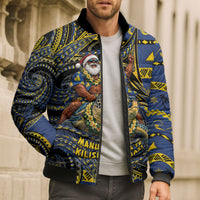 Tokelau Christmas Bomber Puffer Jacket Santa Riding Sea Turtle