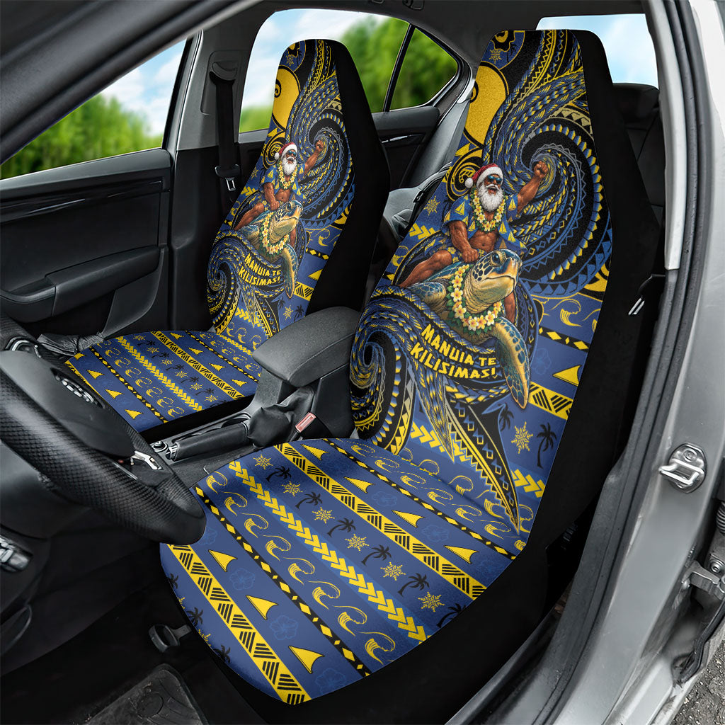 Tokelau Christmas Car Seat Cover Santa Riding Sea Turtle