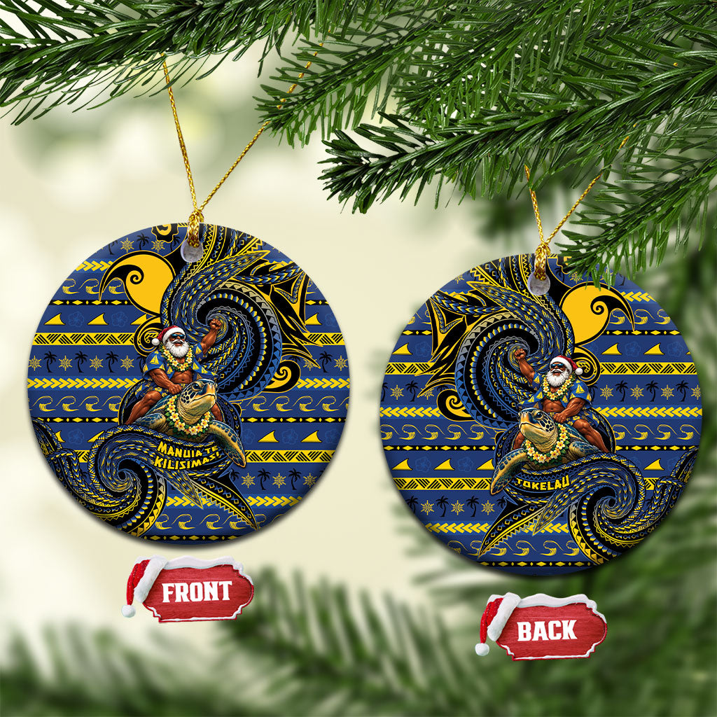 Tokelau Christmas Ceramic Ornament Santa Riding Sea Turtle