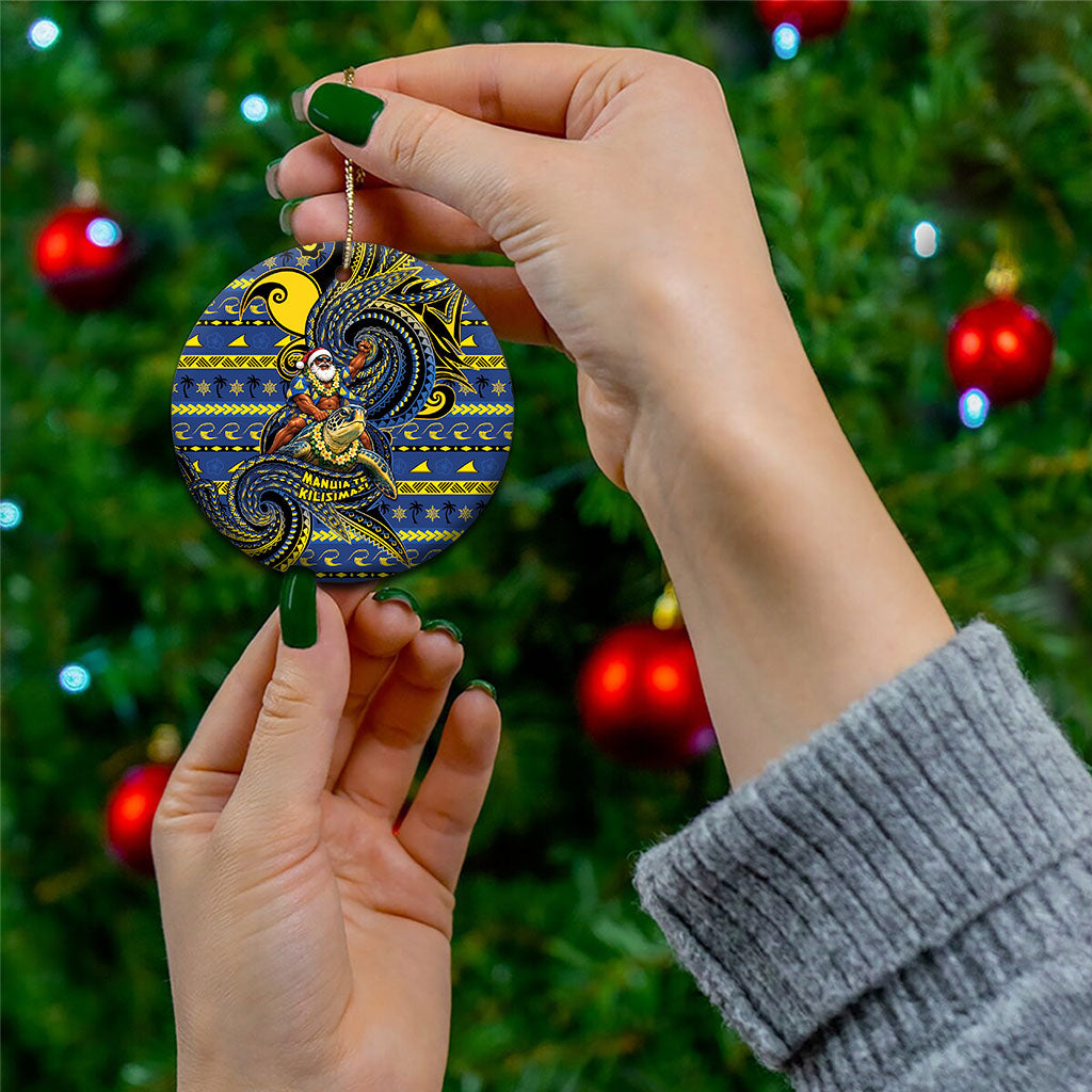Tokelau Christmas Ceramic Ornament Santa Riding Sea Turtle