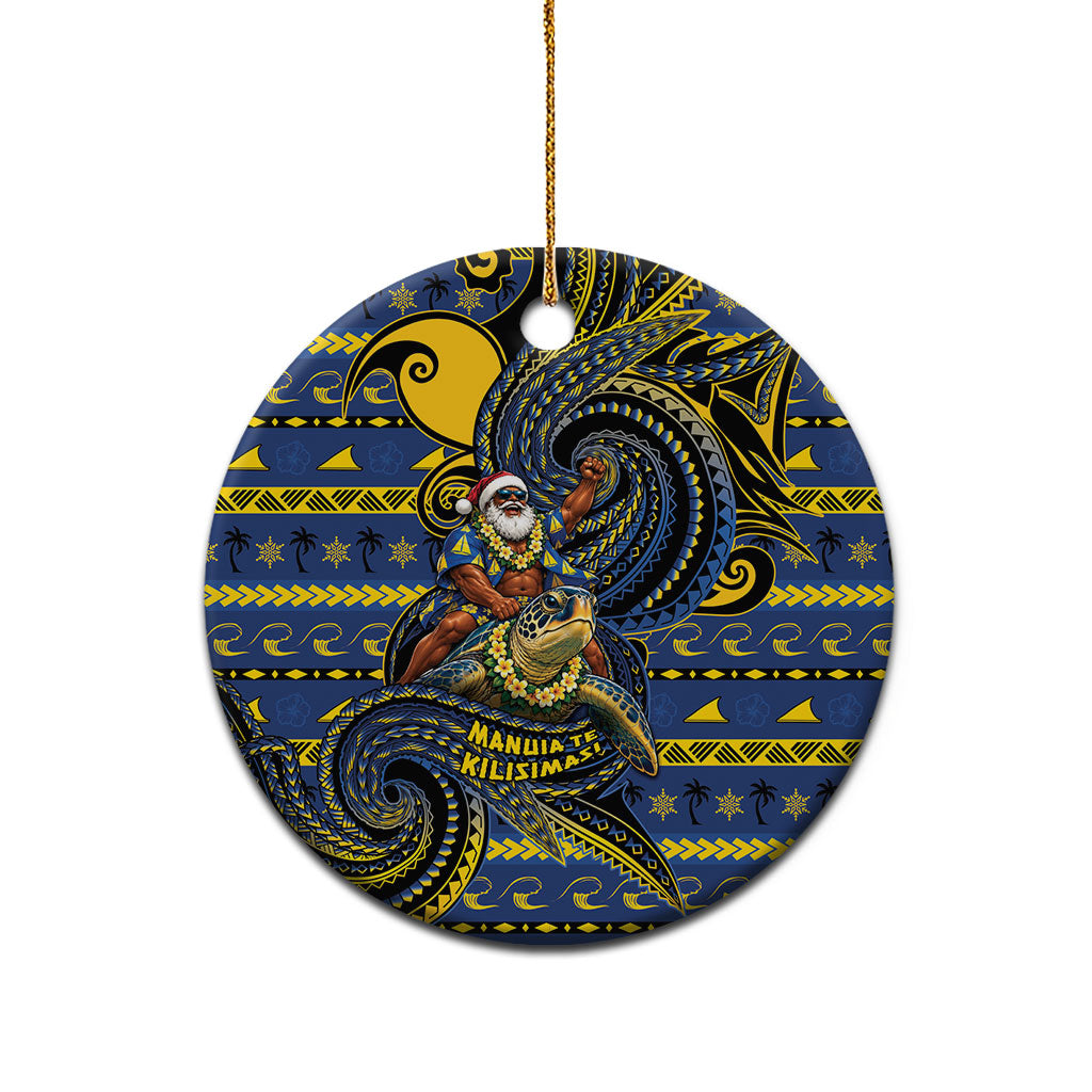 Tokelau Christmas Ceramic Ornament Santa Riding Sea Turtle