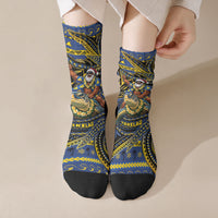 Tokelau Christmas Crew Socks Santa Riding Sea Turtle
