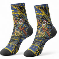 Tokelau Christmas Crew Socks Santa Riding Sea Turtle