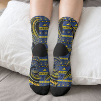 Tokelau Christmas Crew Socks Santa Riding Sea Turtle