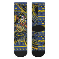 Tokelau Christmas Crew Socks Santa Riding Sea Turtle